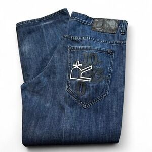 Rocawear Jeans Y2K Original Fit STRAIGHT Men's Size 38x31 Navy Blue Jeans READ